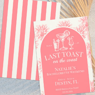 Invitation Dernier Toast Rose Sur La Côte Bachelorette Côtièr