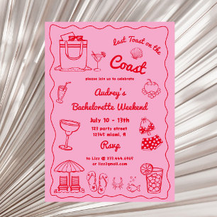 Invitation Dernier Toast Rose Sur La Côte Bachelorette Week-E