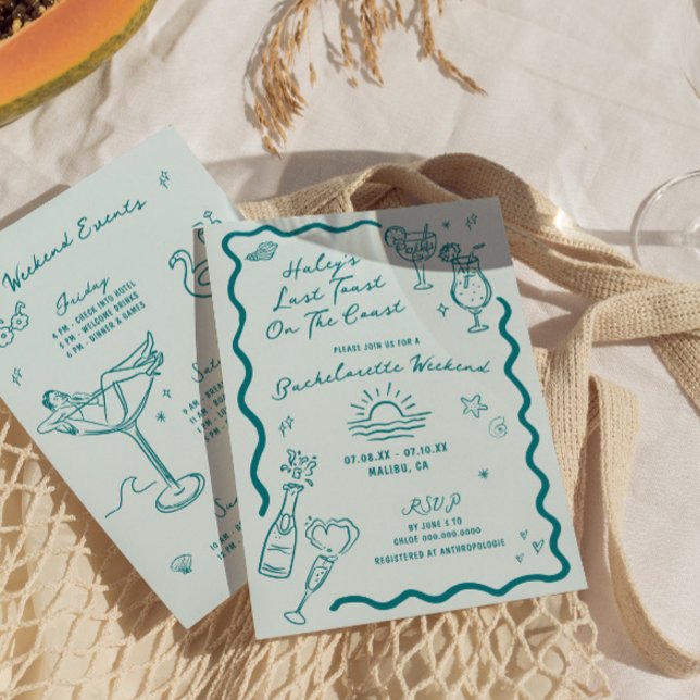 Invitation Dernier Toast Sur La Côte Aqua Bachelorette Week-E (Créateur téléchargé)