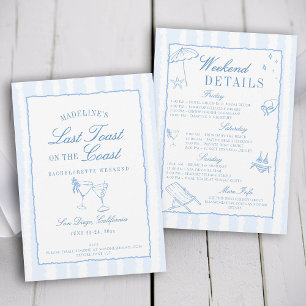 Invitation Dernier toast sur la Côte Bachelorette Bleue Grand