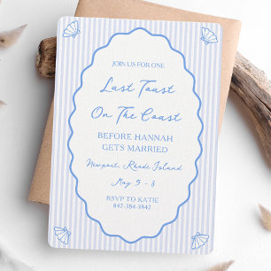 Invitation Dernier Toast sur la Côte Bachelorette Bleue Party