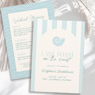 Invitation Dernier Toast sur la Côte Bachelorette Bleue Week-