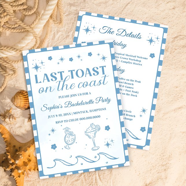 Invitation Dernier Toast Sur La Côte Bachelorette Fête (Créateur téléchargé)