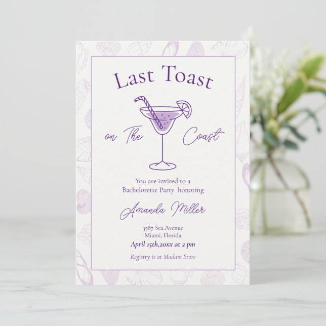 Invitation Dernier Toast sur la Côte Bachelorette Party (Debout devant)