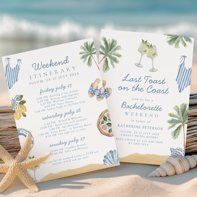 Invitation Dernier toast sur la Côte Bachelorette Party (Créateur téléchargé)