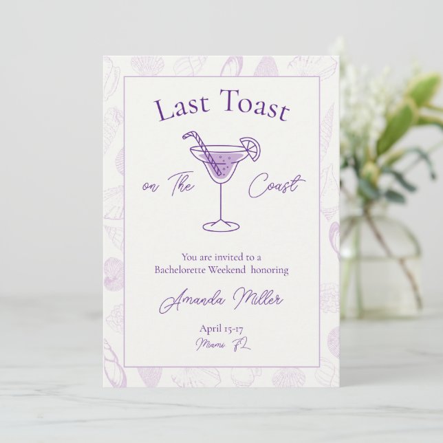 Invitation Dernier Toast sur la Côte Bachelorette Week-end (Debout devant)