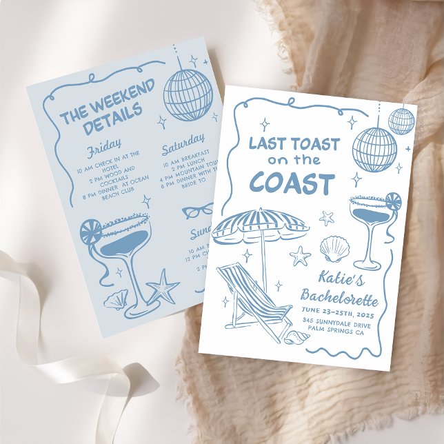 Invitation Dernier Toast Sur La Côte Bachelorette Week-End (Créateur téléchargé)