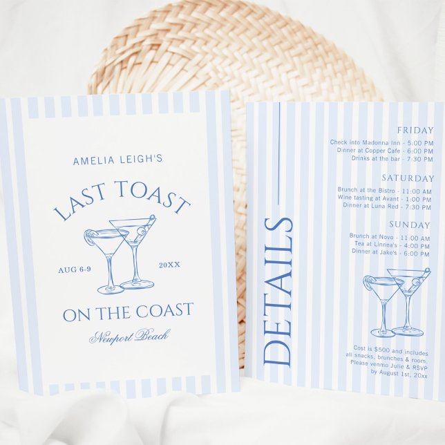 Invitation Dernier Toast Sur La Côte Bachelorette Week-End (Créateur téléchargé)