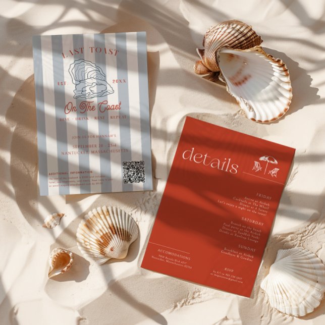 Invitation Dernier Toast sur la Côte Bachelorette Week-end (Créateur téléchargé)