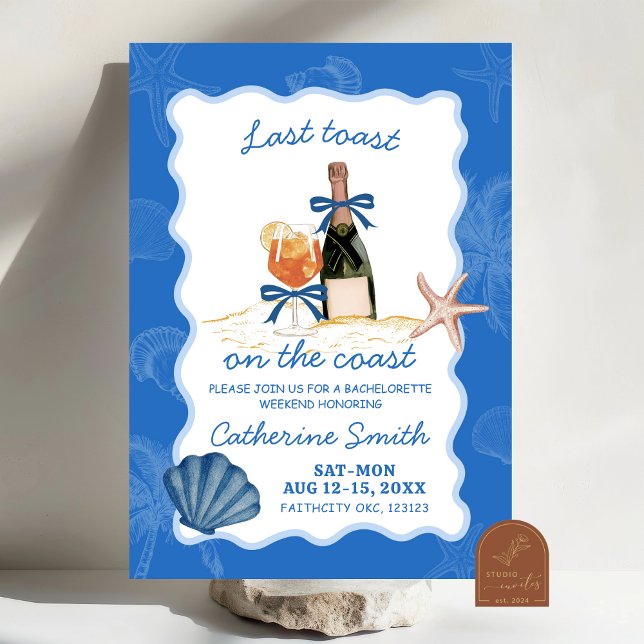 Invitation Dernier Toast Sur La Côte Bachelorette Week-End (Créateur téléchargé)