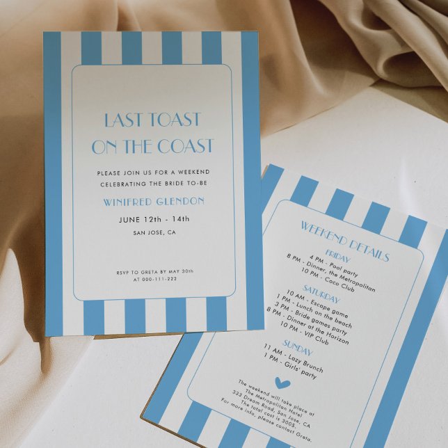 Invitation Dernier Toast sur la Côte Bachelorette Week-end (Créateur téléchargé)