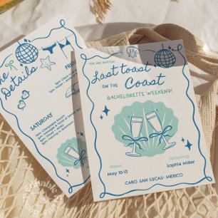 Invitation Dernier Toast sur la Côte Bachelorette Week-end
