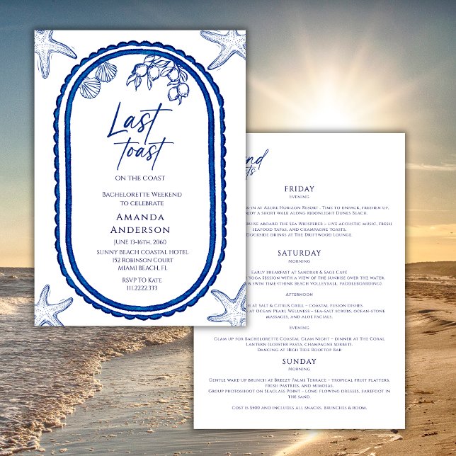 Invitation Dernier Toast Sur La Côte Beach Bechelorette Week- (Créateur téléchargé)