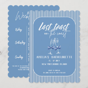 Invitation Dernier toast sur la côte Blue Bachelorette fête