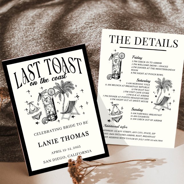 Invitation Dernier Toast sur la Côte Itinéraire de la Bachelo (Créateur téléchargé)