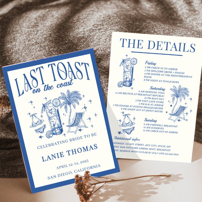 Invitation Dernier Toast sur la Côte Itinéraire de la Bachelo (Créateur téléchargé)