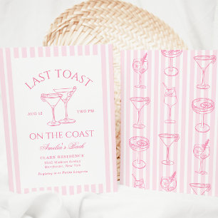 Invitation Dernier Toast Sur La Côte Pink Bachelorette Party