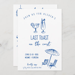 Invitation Dernier toast sur la côte week-end bachelorette