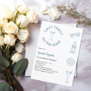 Invitation Dernier toast sur la côte week-end bachelorette