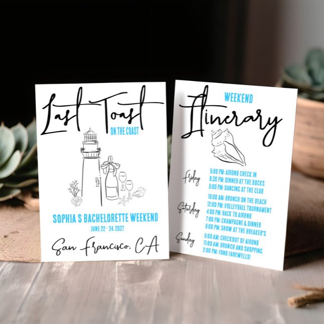 Invitation Dernier toast sur la côte Week-end Bachelorette Pa (Créateur téléchargé)