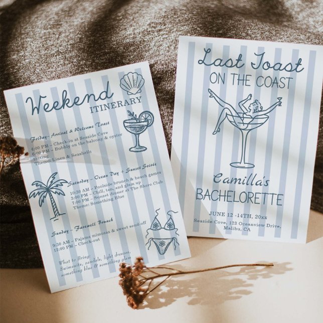 Invitation Dernier Toast Sur La Côte Whimsical Bachelorette (Créateur téléchargé)