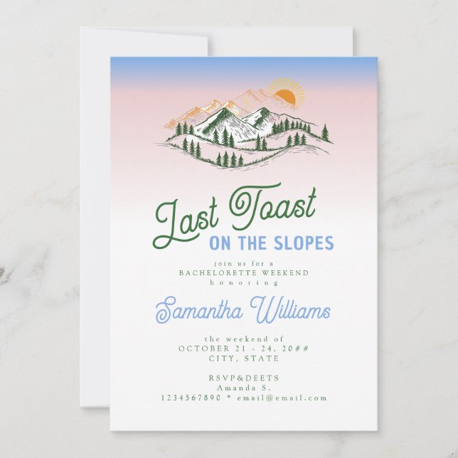 Invitation Dernier Toast Sur La Pente Ski Hiver BACH Week-end (Devant)