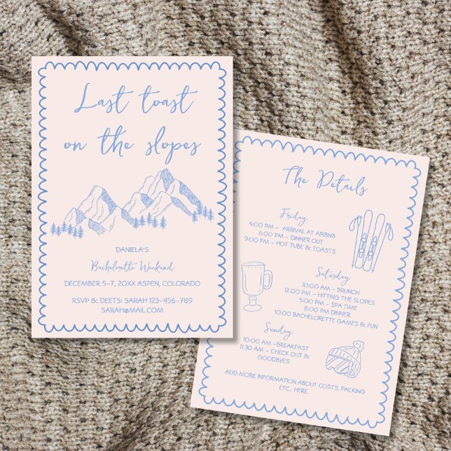 Invitation Dernier Toast Sur Les Pentes Bachelorette Week-End (Last Toast On The Slopes Bachelorette Weekend Invitation)