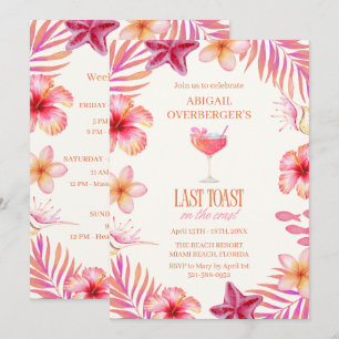 Invitation Dernier Toast Tropical sur la Côte Enterrement de