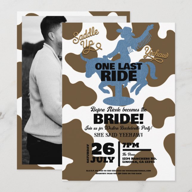 Invitation Dernier Tour de Manège en Denim Cowgirl pour Enter (Devant / Derrière)