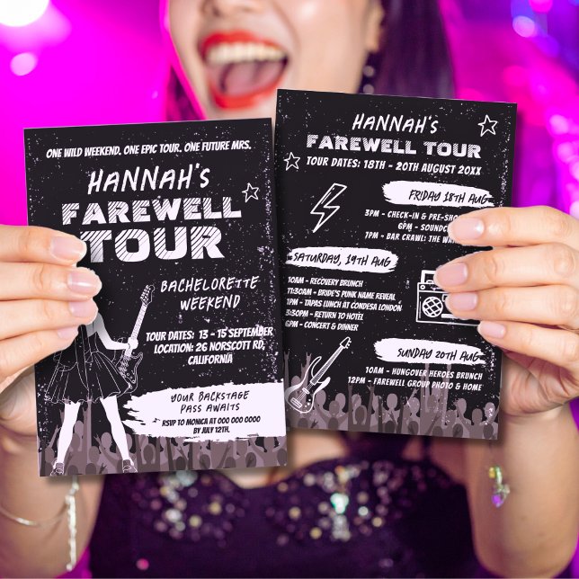 Invitation Dernier Tour Punk Rock Band Bachelorette Week-end (Créateur téléchargé)