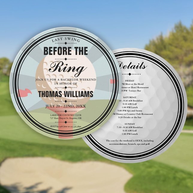 Invitation Dernier Tournoi de Golf Enterrement de Vie de Garç (Last Swing Bachelor Golf Weekend Party Invitation)