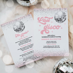 Invitation Dernier week-end Disco Blush Pink Bachelorette
