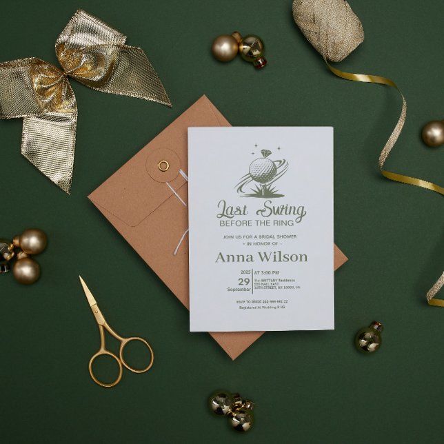 Invitation Dernière balançoire avant la douche de mariage  (minimal elegant simple Last Swing Before the Ring Bridal Shower Invitation)