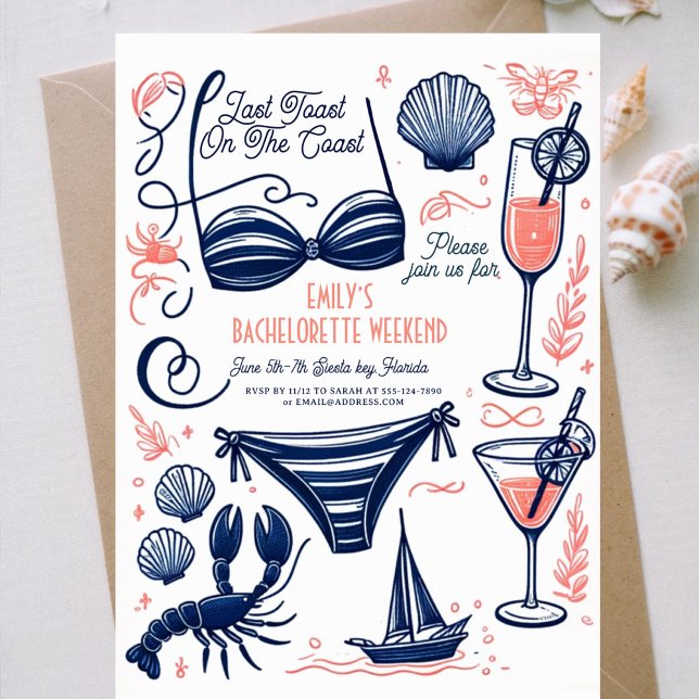 Invitation Dernière côte toast Bachelorette Week-end (Créateur téléchargé)