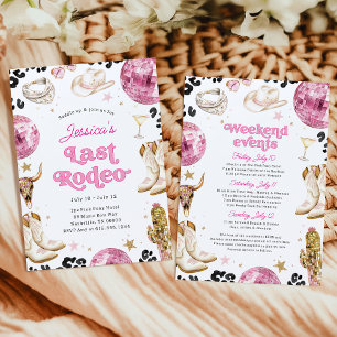 Invitation Dernière Cowgirl Disco Rose Week-end de Fiançaille