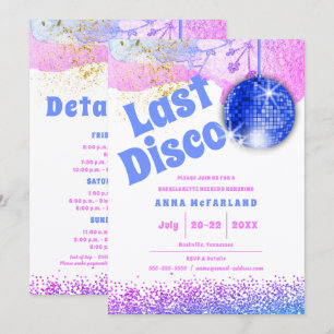 Invitation Dernière Disco Glam Rétro Bleu Rose Enterrement de