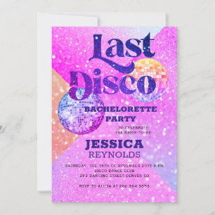 Invitation Dernière disco rétro 70 bachelorette party