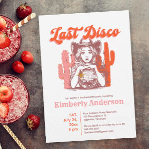 Invitation Dernière Disco Rétro Chic Cowgirl Enterrement de V