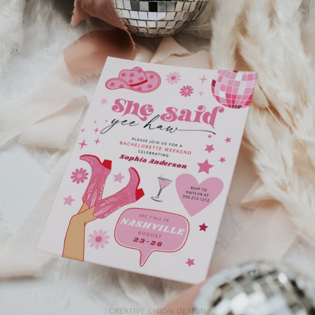 Invitation Dernière Disco Rodeo Bachelorette Party Nash Bash (Nash Bash)