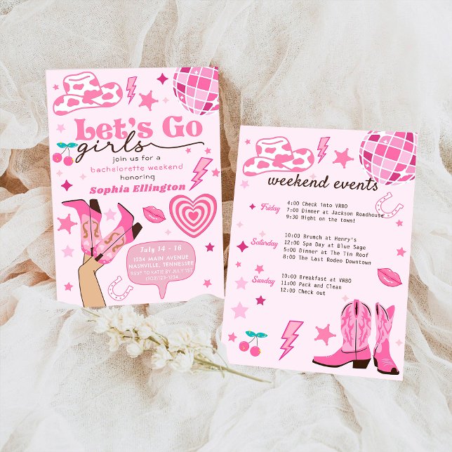 Invitation Dernière Disco Rodeo Bachelorette Week-end Nash Ba (Créateur téléchargé)