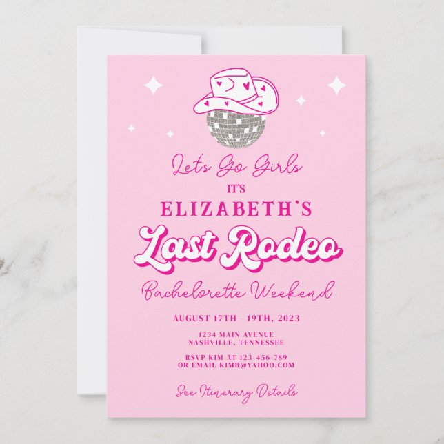 Invitation Dernière Fête de Cowgirl avant le Mariage (Devant)