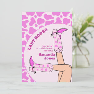 Invitation Dernière fête de Fête des mariées Rodeo Rose Cowgi