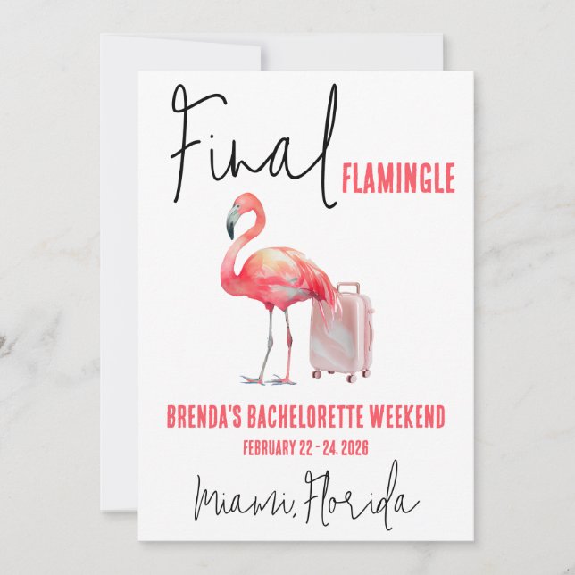 Invitation Dernière Flamingle, Weekend de jeune fille du flam (Devant)