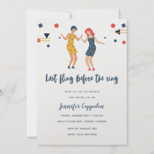 Invitation Dernière Fling Girl's Dancing Bachelorette Party