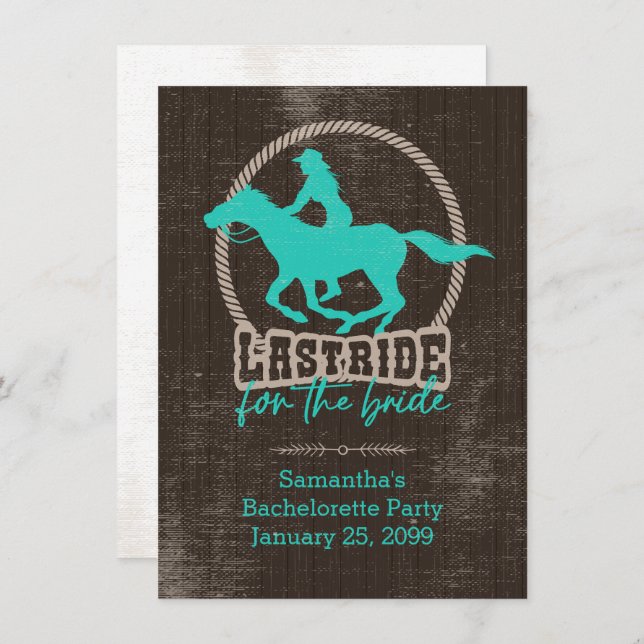 Invitation Dernière Marche Turquoise Lumineuse Pour L'Invitat (Devant / Derrière)