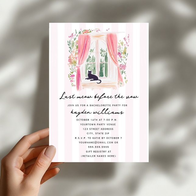 Invitation Dernière Meow Enterrement de Vie de Jeune Fille Ch (Créateur téléchargé)