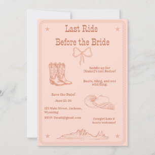 Invitation Dernière promenade avant la mariée Western Bachelo