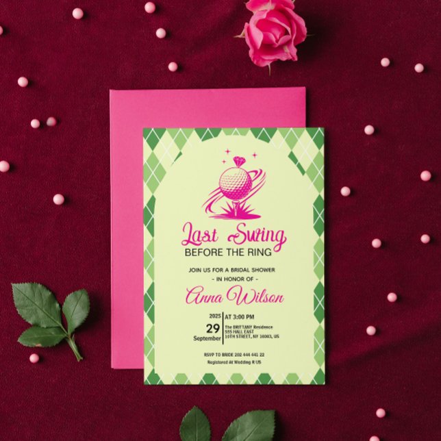 Invitation Dernière soirée avant le mariage de Ring (Last Swing Before the Ring Bridal Shower Invitation )