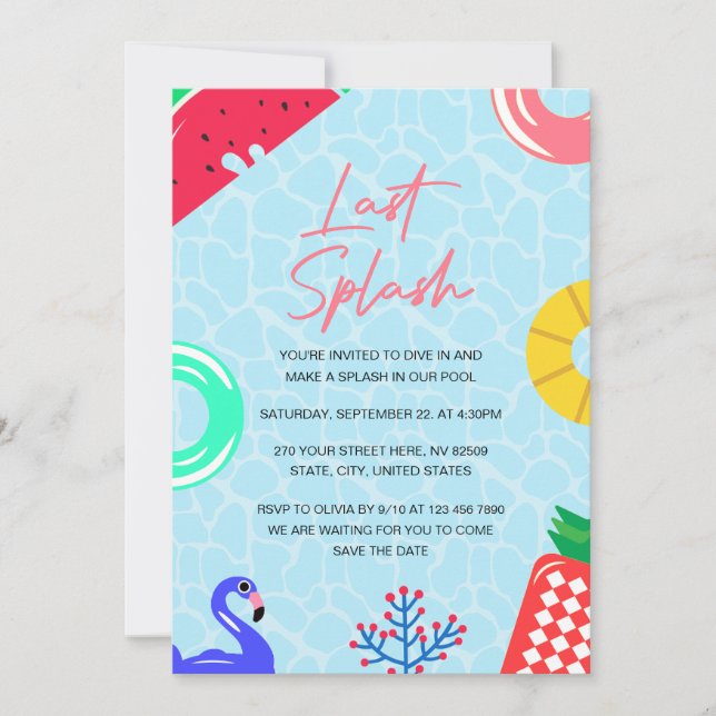 Invitation Dernière Splash Spinster Bachelorette Party (Devant)