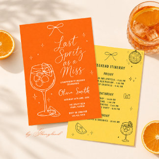Invitation Dernière Spritz en tant que Mademoiselle Bachelore